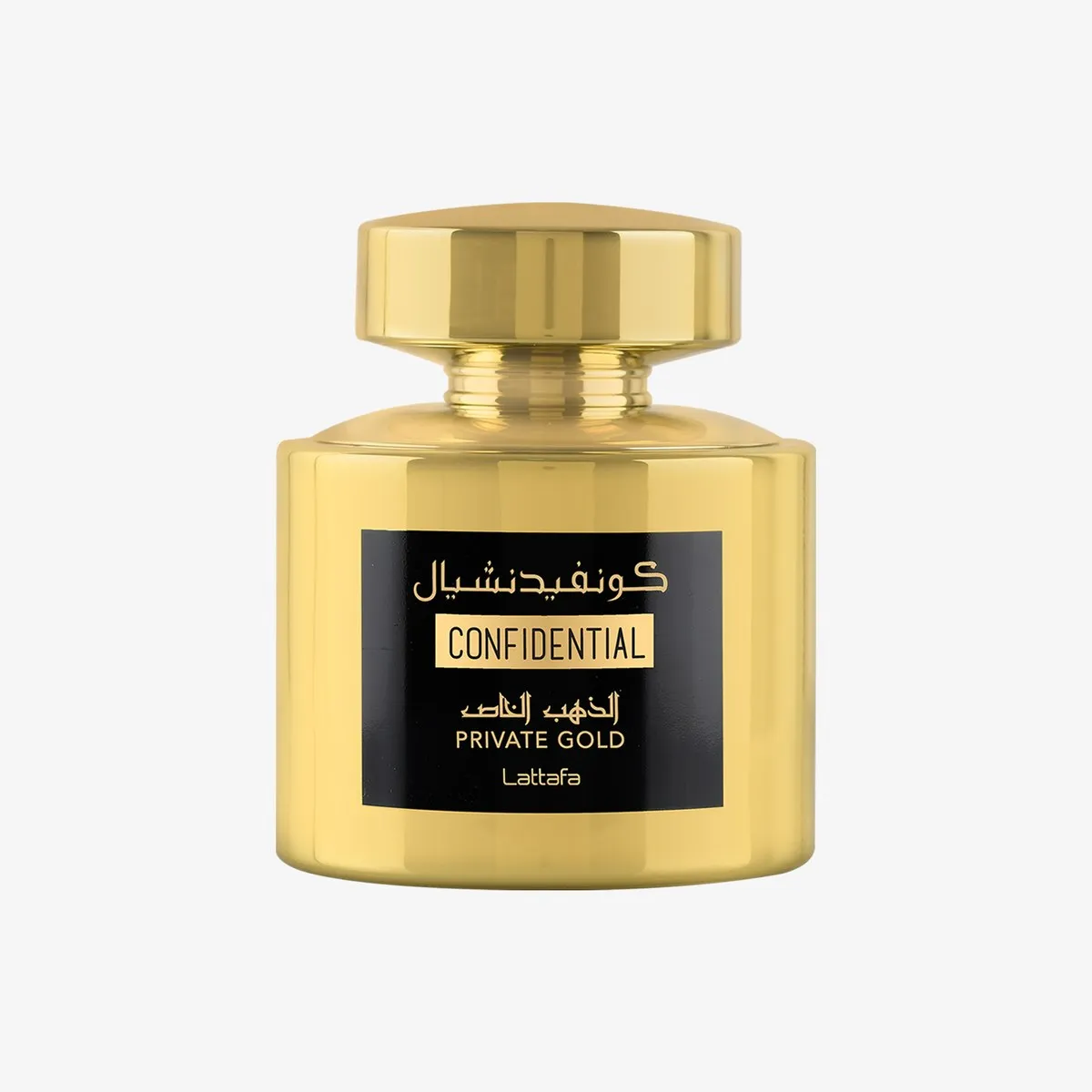 Lattafa Confidential Private Gold, the bottle